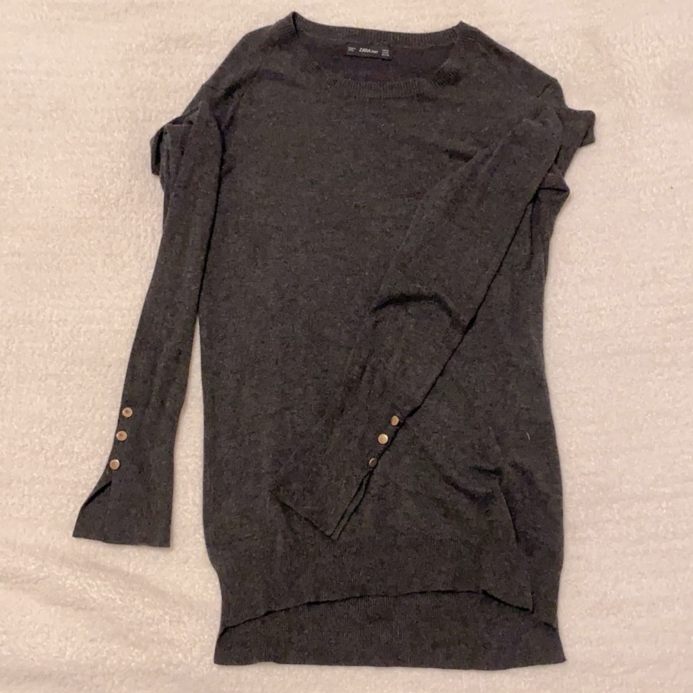 Zara Knit Grey Crewneck Sweater
